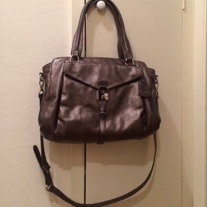 Cole Haan Gun Metal Satchel Crossbody Purse